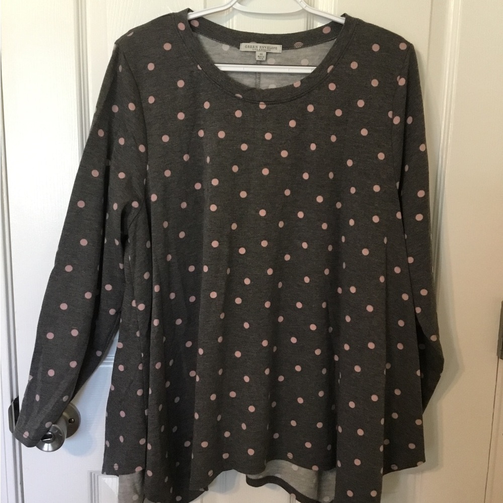 GREEN ENVELOPE GREY POLKA DOT TUNIC